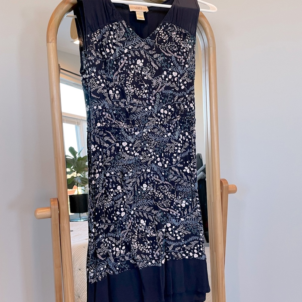 Loft floral dress cinched waist size XS